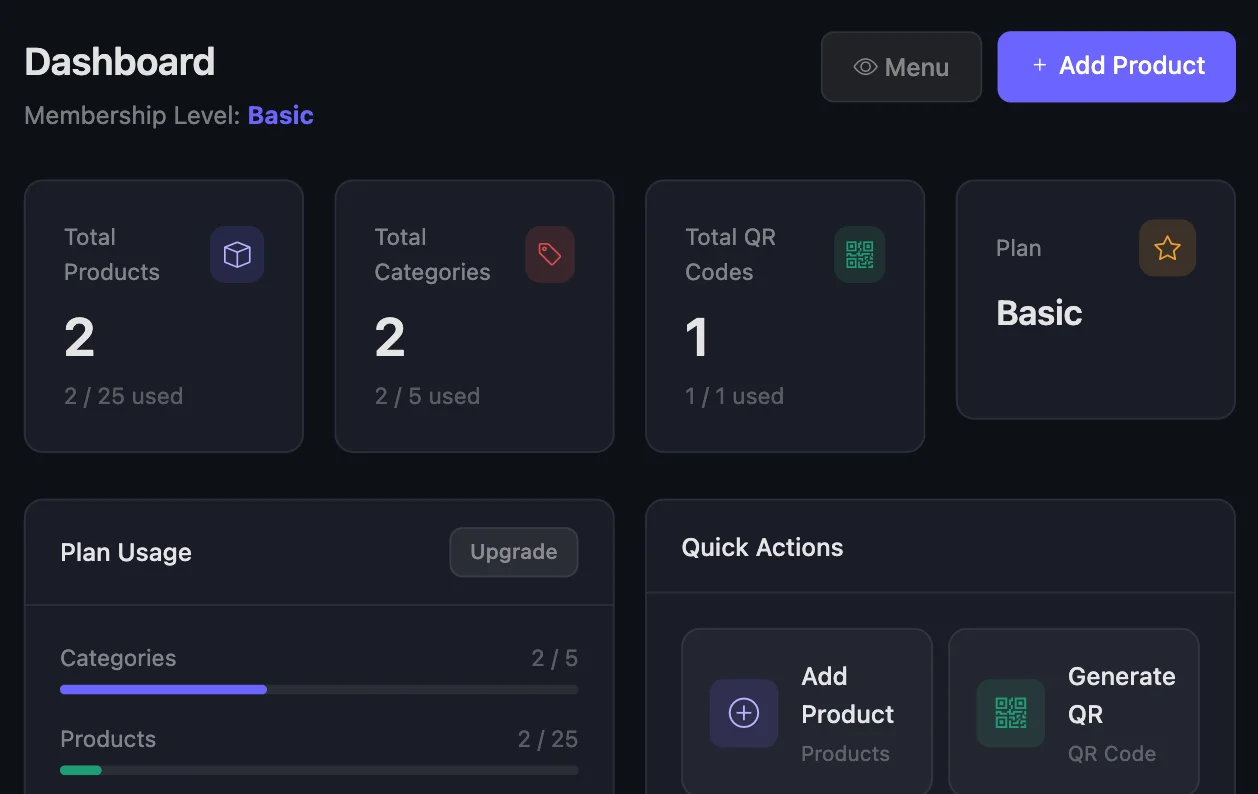 QR Code Dashboard